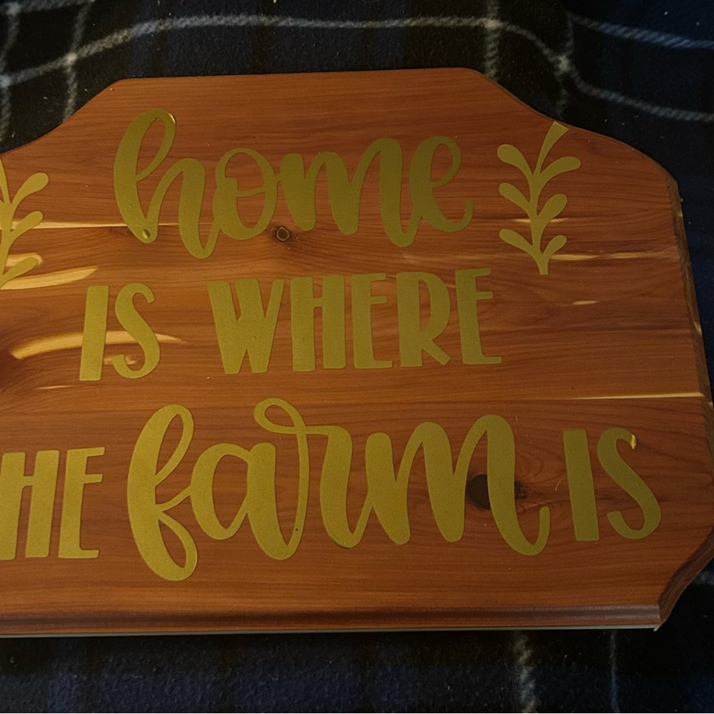 Handcrafted new Wooden Farmhouse Sign with Gold Lettering decor